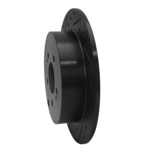 Mitsubishi Grandis Brake Rotor (1) - Rear Left - R1 Concepts - Drilled & Slotted - Black - `04-`11